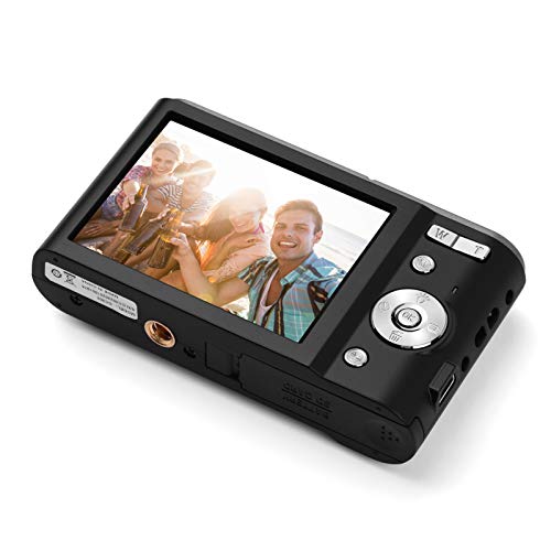 Andoer Mini cámara digital de 44 MP 2,7 K pantalla IPS de 2,7 pulgadas, zoom 16X, temporizador automático de 128 GB, memoria extendida, 2 baterías con correa de mano, bolsa de transporte para Navidad