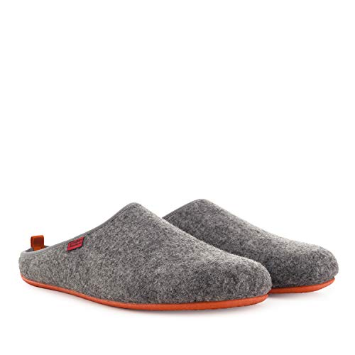 Andres Machado - Zapatillas de Estar por casa para Hombre y Mujer de Invierno - Dynamic- Slippers - para Unisex Adulto - Suela de Goma Vulcanizada Resistente y Antideslizante - Gris y Naranja, EU 43