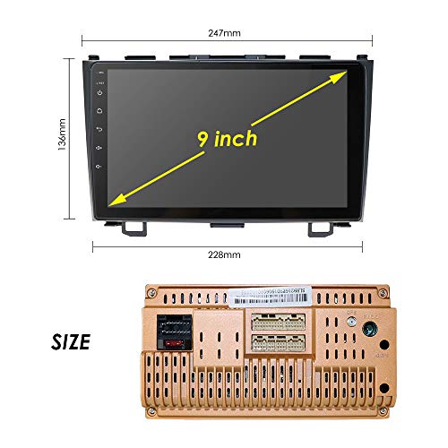 Android 9.0 Car Radio Navegación GPS Apto para Honda CRV 2007 2008 2009 2010 2011 Bluetooth Pantalla táctil de 9 Pulgadas WiFi USB GPS Control del Volante Mirrorlink WiFi 4G FM Dab +