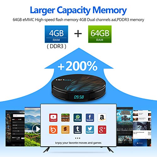 Android 9.0 TV Box【4G+64G】con Mini Teclado inalámbirco RK3328 Quad-Core 64bit Wi-Fi-Dual 5G/2.4G,BT 4.1, 4K*2K UHD H.265, HDMI, USB 3.0 Smart TV Box