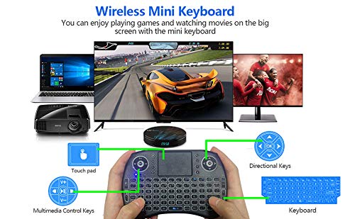 Android 9.0 TV Box【4G+64G】con Mini Teclado inalámbirco RK3328 Quad-Core 64bit Wi-Fi-Dual 5G/2.4G,BT 4.1, 4K*2K UHD H.265, HDMI, USB 3.0 Smart TV Box