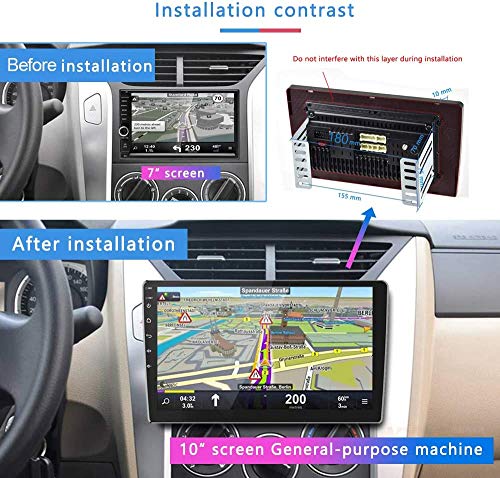 Android Radio Coche 2 DIN GPS Navi Autoradio estéreo Camecho 10'' Pantalla táctil Bluetooth FM Receptor Teléfono móvil Enlace de Espejo con Doble USB + Cámara Trasera