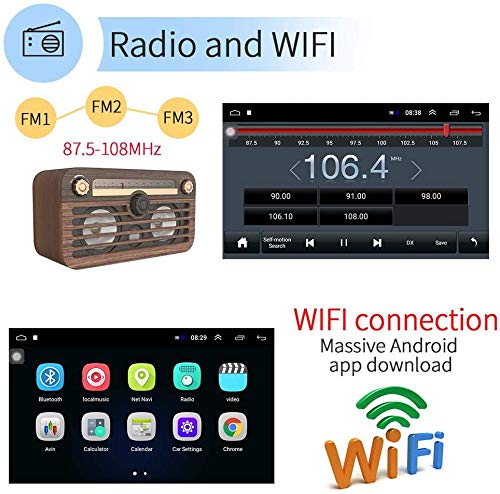 Android Radio Coche 2 DIN GPS Navi Autoradio estéreo Camecho 10'' Pantalla táctil Bluetooth FM Receptor Teléfono móvil Enlace de Espejo con Doble USB + Cámara Trasera
