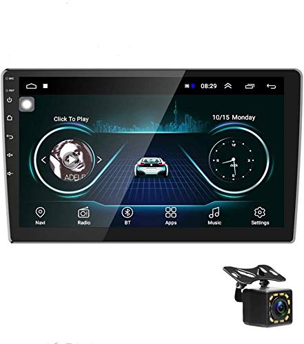 Android Radio Coche 2 DIN GPS Navi Autoradio estéreo Camecho 10'' Pantalla táctil Bluetooth FM Receptor Teléfono móvil Enlace de Espejo con Doble USB + Cámara Trasera