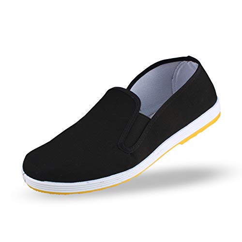 Andux Zapatillas Unisex Negras para Artes Marciales, Kung Fu, Tai Chi con Suela de Dichotomanthes TJX-01 Negro 43 EU (Etiqueta: 44)