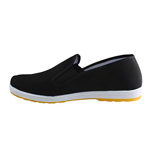 Andux Zapatillas Unisex Negras para Artes Marciales, Kung Fu, Tai Chi con Suela de Dichotomanthes TJX-01 Negro 43 EU (Etiqueta: 44)