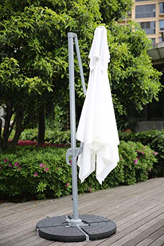 Angel Living Sombrilla Parasol Romano con Doble Techo, 2.65 m Parasol Excentrico con Base de Cruz para Jardín/Terraza/Piscina/Patio, Poliéster de 220g/m² (UV 50+), con Manivela (Blanco)