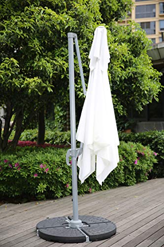 Angel Living Sombrilla Parasol Romano con Doble Techo, 2.65 m Parasol Excentrico con Base de Cruz para Jardín/Terraza/Piscina/Patio, Poliéster de 220g/m² (UV 50+), con Manivela (Blanco)