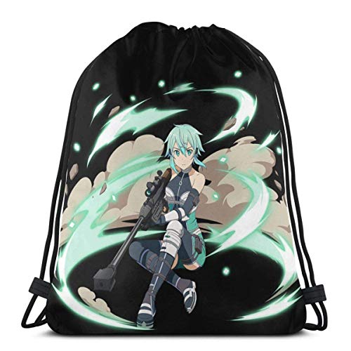 ANGSHI6 Bolsas de Cuerdas Asada Shino Sword Art Online Bolsa con cordón Unisex Mochila Deportiva clásica Bolsa de Almacenamiento Bolsa de Viaje