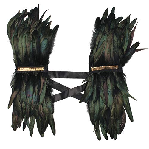 ANGTUO Negro Mantón de Plumas a Mano Peacock Shawl Partido Vestido de Noche Moda de Cabo para Discoteca DS Singer Performance Jazz Stage Pluma Ropa