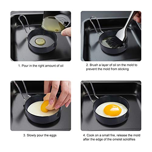 Anillo de Huevo, Egg Rings, Anillos de huevo antiadherentes, 4 pcs Inoxidable Tortilla de Cocina de Molde Antiadherente Molde de Huevo Frito Herramienta de cocción para Muffins de Huevo/panqueques