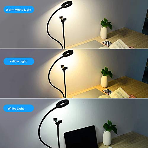 Anillo de Luz LED de 3.5inch, con Soporte de Brazo Flexible, 3 Modos de Luces 8W 18 LED 10 Brillos, 360 ° Soporte giratorio USB Aro de Luz para Maquillaje, Selfie, Fotografía, TIK Tok, Youtube