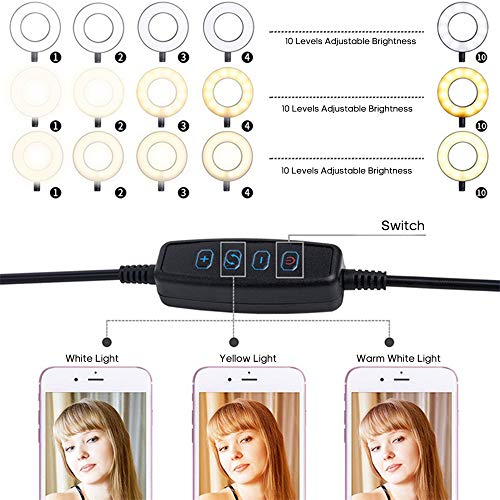 Anillo de Luz LED de 3.5inch, con Soporte de Brazo Flexible, 3 Modos de Luces 8W 18 LED 10 Brillos, 360 ° Soporte giratorio USB Aro de Luz para Maquillaje, Selfie, Fotografía, TIK Tok, Youtube Anillo de Luz LED de 3.5inch, con Soporte de Brazo Flexible, 3 Modos de Luces 8W 18 LED 10 Brillos, 360 ° Soporte giratorio USB Aro de Luz para Maquillaje, Selfie, Fotografía, TIK Tok, Youtube