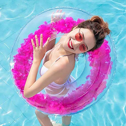 Anillo de natación de plumas de playa, anillo de natación transparente inflable de PVC engrosado, piscina sucintos para niños, juguetes de piscina inflables para fiesta y vacaciones en la playa