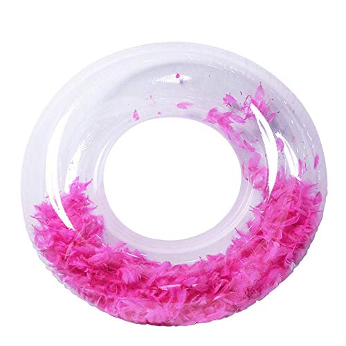 Anillo de natación de plumas de playa, anillo de natación transparente inflable de PVC engrosado, piscina sucintos para niños, juguetes de piscina inflables para fiesta y vacaciones en la playa