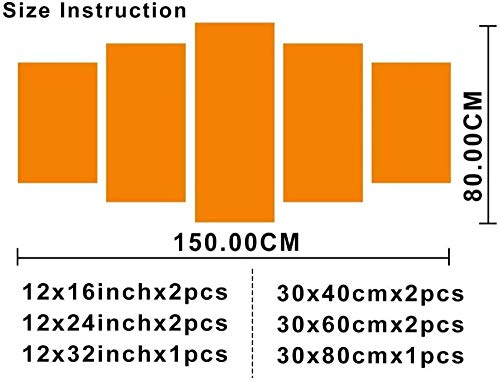 Anillo de palma de agua y fuego 5 Piezas Póster Cuadro en Lienzo Impresión Material Tejido no Tejido Artística Imagen Gráfica Decoracion de Pared - Listo para colgar（Con marco）