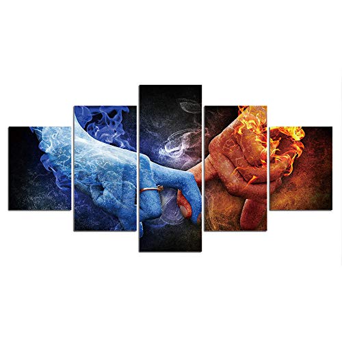 Anillo de palma de agua y fuego 5 Piezas Póster Cuadro en Lienzo Impresión Material Tejido no Tejido Artística Imagen Gráfica Decoracion de Pared - Listo para colgar(Con marco) Anillo de palma de agua y fuego 5 Piezas Póster Cuadro en Lienzo Impresión Material Tejido no Tejido Artística Imagen Gráfica Decoracion de Pared - Listo para colgar(Con marco)