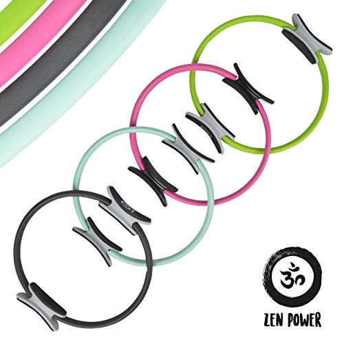 Anillo de Pilates/de Yoga ZenPower - Dispositivo de Entrenamiento para un entramiento de Fuerza y Resistencia eficaz, Anillo con un diámetro de 38cm - Color: Turquesa