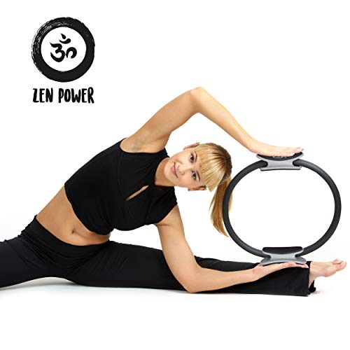 Anillo de Pilates/de Yoga ZenPower - Dispositivo de Entrenamiento para un entramiento de Fuerza y Resistencia eficaz, Anillo con un diámetro de 38cm - Color: Turquesa
