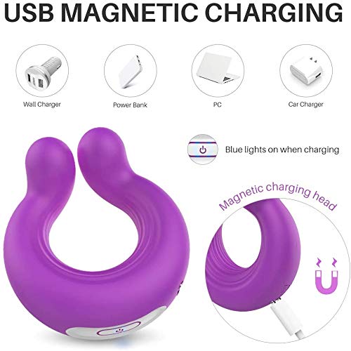 Anillo Masajeador con 9 Modos de Vibración, Impermeable, Masajeador de Pezones, Estimulación del Péné y el Clītórīș，USB Recargable