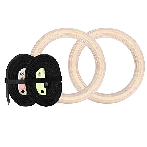 Anillos de gimnasia de madera, anillos de gimnasio de madera ajustables Ejercicio de fitness Anillos de gimnasta para entrenamiento de fuerza 25 mm Columpio de madera para niños para interiores/exteri