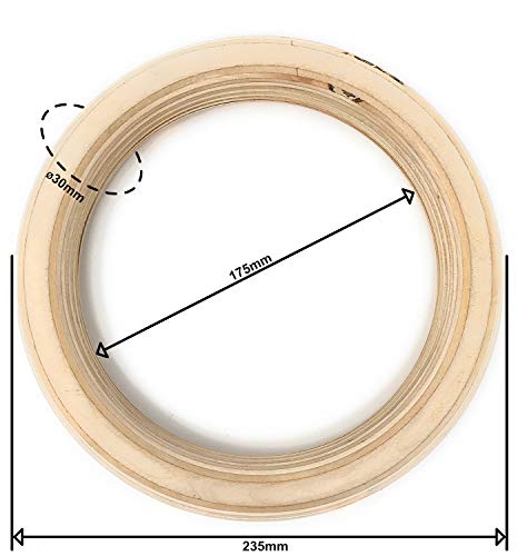 Anillos de gimnasia/cross fit/ fitness de madera multilaminada/terciada (170 mm)