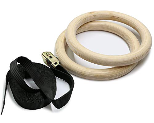 Anillos De Madera Para Gimnasia 1500lbs / 992lbs Con Hebilla De Leva Ajustable 14.76ft Correas Largas Anillos De Ejercicio Anillos De Entrenamiento Antideslizantes Gimnasio En Casa Entrenamiento