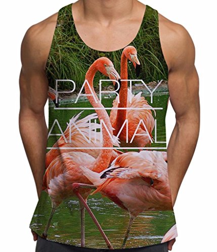 Animal Party Flamingo Bird Summer Ibiza Holiday Sunny Beach Gym Vest - M