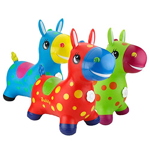 Animales Hinchables - Caballo para Saltar Bomba Inflable Incluida, Caballo Inflable - Caballo de Salto para Niños con el Mejor Caucho Ecológico (Verde)