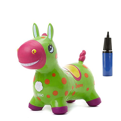 Animales Hinchables - Caballo para Saltar Bomba Inflable Incluida, Caballo Inflable - Caballo de Salto para Niños con el Mejor Caucho Ecológico (Verde)