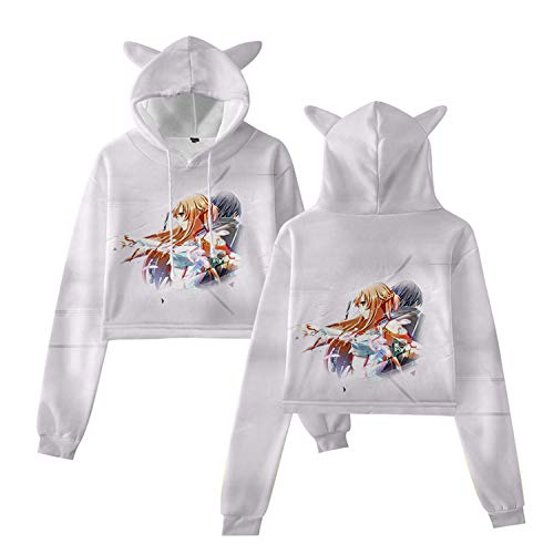 Anime Impreso En 3D Sword Art Online Orejas De Gato Impresas Recortadas Traje Umbilical Damas Invierno Cálido Sudadera