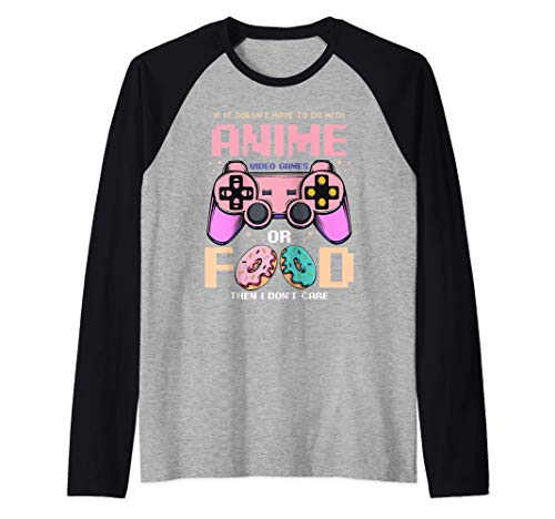 Anime Videojuegos Comida Donas Juegos Juegos de azar Amante Camiseta Manga Raglan