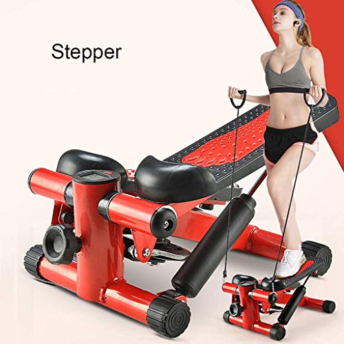 anking Máquina De Pedal Hidráulico, Stepper Home Mini Stepper Máquina Hidráulica De Pie Silencioso, Máquina De Step Swing Stepper con Cintas De Entrenamiento para Profundidad Musculatura,Rojo