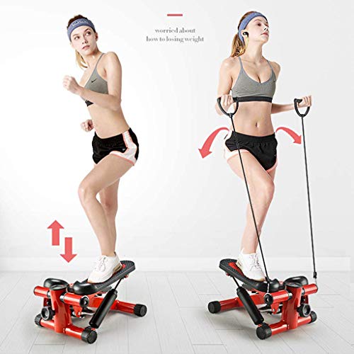 anking Máquina De Pedal Hidráulico, Stepper Home Mini Stepper Máquina Hidráulica De Pie Silencioso, Máquina De Step Swing Stepper con Cintas De Entrenamiento para Profundidad Musculatura,Rojo