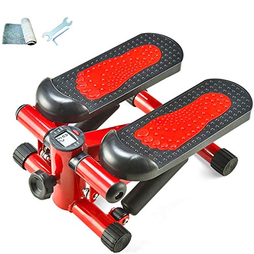 anking Máquina De Pedal Hidráulico, Stepper Home Mini Stepper Máquina Hidráulica De Pie Silencioso, Máquina De Step Swing Stepper con Cintas De Entrenamiento para Profundidad Musculatura,Rojo