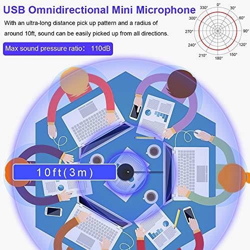 Ankuka Micrófono USB de conferencia, micrófono de condensador estéreo omnidireccional portátil para videoconferencia, grabación, chat, Skype, reunión online, juegos, compatible con PC/portátil