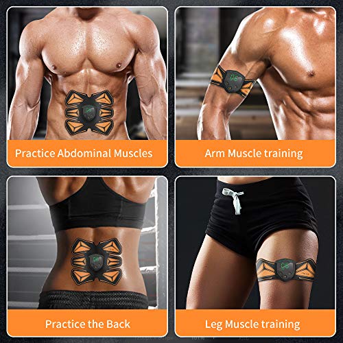 ANLAN Electroestimulador Muscular Abdominales, EMS Estimulador Muscular con Pantalla LED, USB Recargable, 6 Modos, 15 Niveles y Almohadillas de Repuesto, para Abdomen/Cintura/Pierna/Brazo