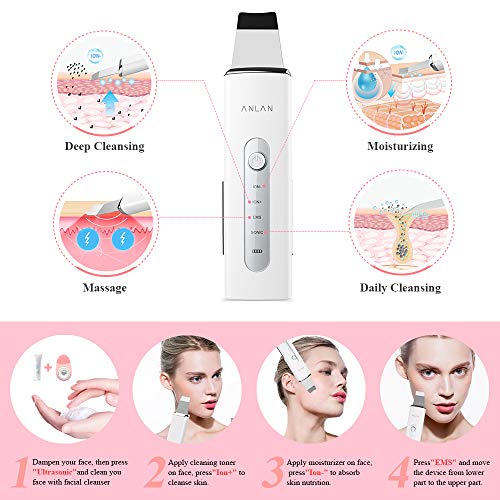 ANLAN Peeling Ultrasónico Facial Skin Scrubber con USB Recargable para Limpieza Facial, Cuidado Facial y Exfoliación Facial ANLAN Peeling Ultrasónico Facial Skin Scrubber con USB Recargable para Limpieza Facial, Cuidado Facial y Exfoliación Facial