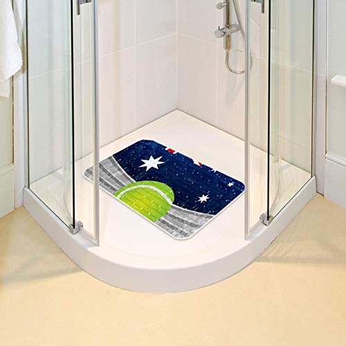 Anmarco Alfombrilla antideslizante para bañera de tenis australiano con estampado de bandera británica de PVC con potente ventosa de agarre para baño de 37,3 x 68,3 cm