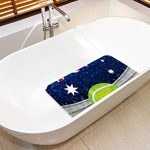 Anmarco Alfombrilla antideslizante para bañera de tenis australiano con estampado de bandera británica de PVC con potente ventosa de agarre para baño de 37,3 x 68,3 cm