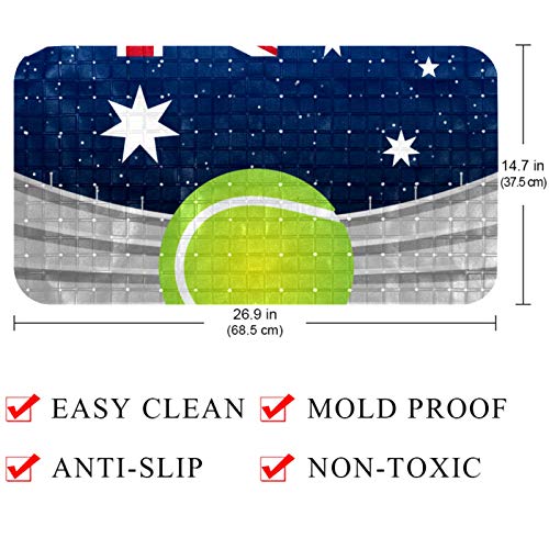 Anmarco Alfombrilla antideslizante para bañera de tenis australiano con estampado de bandera británica de PVC con potente ventosa de agarre para baño de 37,3 x 68,3 cm