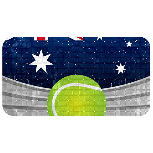 Anmarco Alfombrilla antideslizante para bañera de tenis australiano con estampado de bandera británica de PVC con potente ventosa de agarre para baño de 37,3 x 68,3 cm