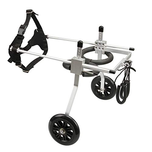 ANMASBOX Tamaño para carrito grande ajustable de acero inoxidable de 2 ruedas para mascota/gato perro silla de ruedas de rehabilitación de patas traseras para perros discapacitados