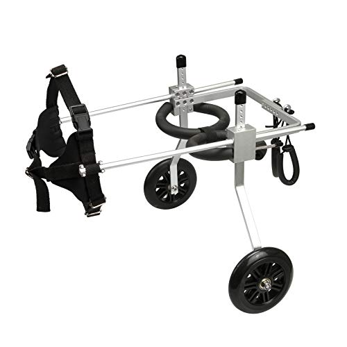 ANMASBOX Tamaño para carrito grande ajustable de acero inoxidable de 2 ruedas para mascota/gato perro silla de ruedas de rehabilitación de patas traseras para perros discapacitados