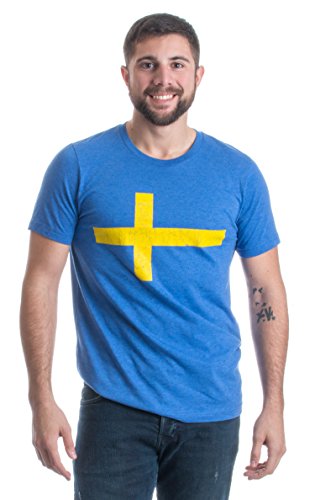 Ann Arbor T-shirt Co. Camiseta Retro Unisex para Hombre - Motivo con la Bandera de Suecia tre Kronor XX-Large Real Jaspeado - XX-Grande - 2XL