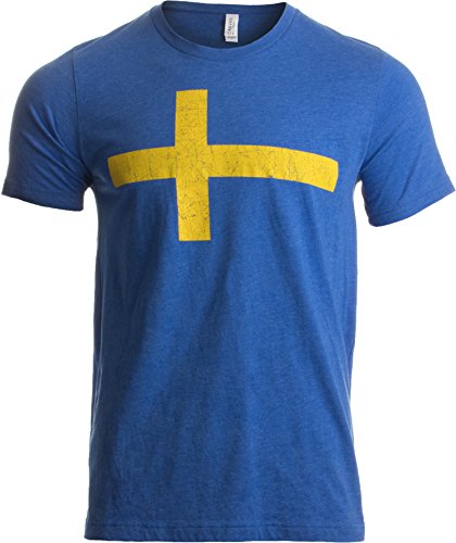 Ann Arbor T-shirt Co. Camiseta Retro Unisex para Hombre - Motivo con la Bandera de Suecia tre Kronor XX-Large Real Jaspeado - XX-Grande - 2XL