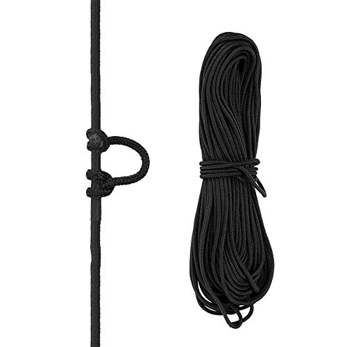 Annjom Cuerda de Nylon Negra de 5 Colores, Cuerda de Nylon Doble Duradera Resistente de Saf, para Escalada casera del Tiro con Arco(Black)