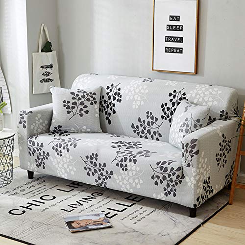 Anoauit Spandex Stretch Sofa Cover, patrón de Flores Romanas Tejido de poliéster Impreso Antideslizante Elástico Slipcover Muebles Protector Sofá Settee Cover,F,3 Seater