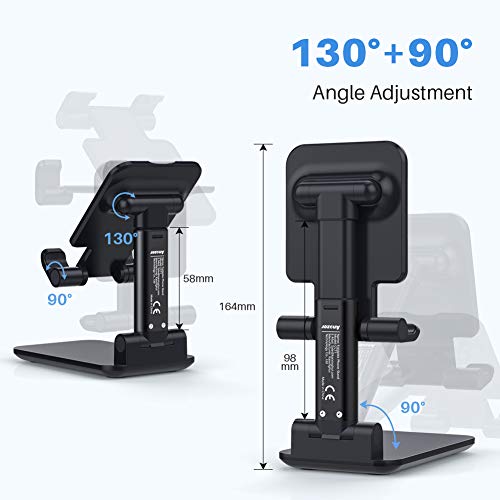 Anozer Soporte de Teléfono Plegable de ángulo para Escritorio,Soporte Ajustable y Antideslizante de aleación de Aluminio para iPhone 12/12 Pro/12 Pro MAX/Samsung/Xiaomi/PSP/iPad Mini/Switch/Kindle