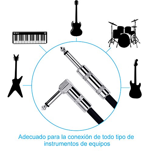 Anpro Cable para Guitarra/Bajo/Teclado/Electríca 3m (10ft) φ 6.3mm (1/4") Derecho a Conectores de Forma L
